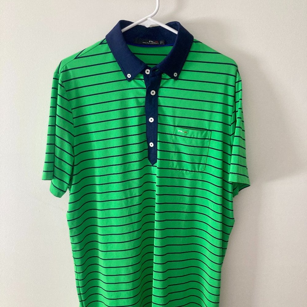 RLX Golf Green Blue Moisture Wicking Polo
